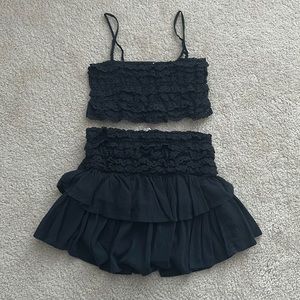 American Eagle Black Two piece Skirt and Crop Top Set